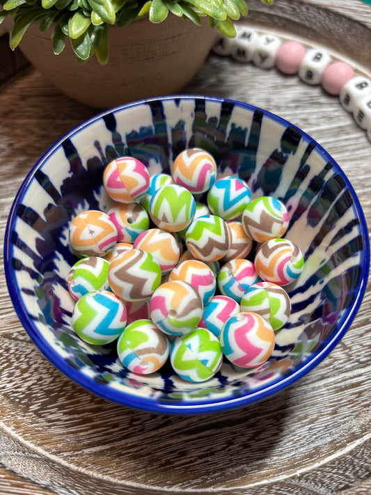 Colorful Stripes Silicone Beads