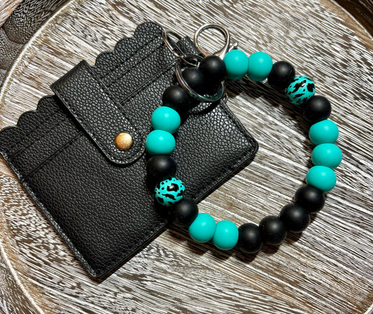 Black & Teal Wristlet / Wallet